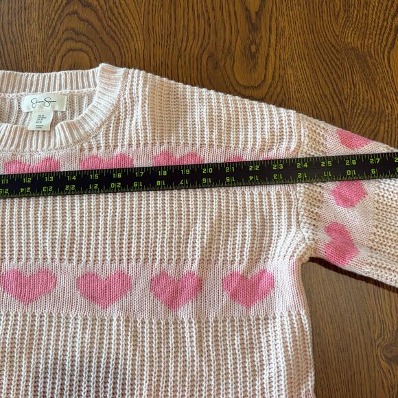 Jessica Simpson Pink Heart Knit Pattern Crewneck Sweater Size M - Picture 9 of 9